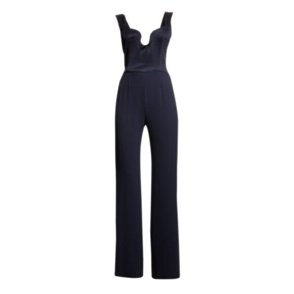 GALVAN Siren Scalloped Straight-Leg Jumpsuit in Black, US 2 NEW w/Tag $1,895 - Picture 1 of 11
